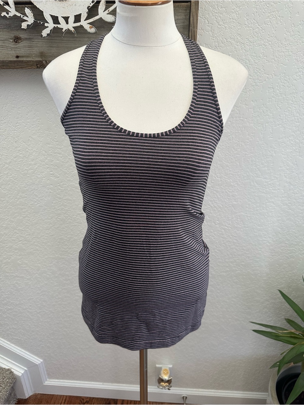 Lululemon Striped Racerback Tank Top - Pink & Gray size Small